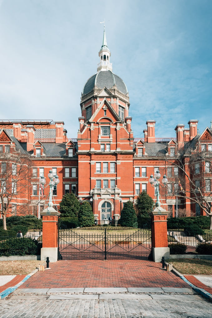 The historic Johns Hopkins Hospital Building, in Baltimore, Maryland